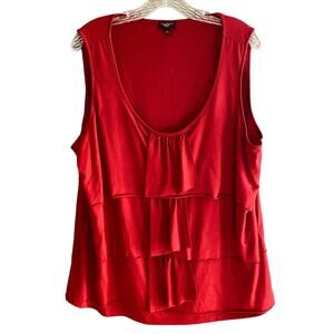 Women's TALBOTS Tank Top Size 3X Red Tiered Stretchy Summer Spring